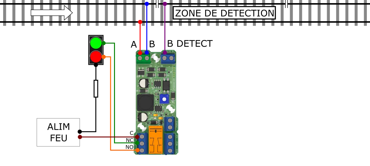Feu bicolore commandé par le détecteur analogique