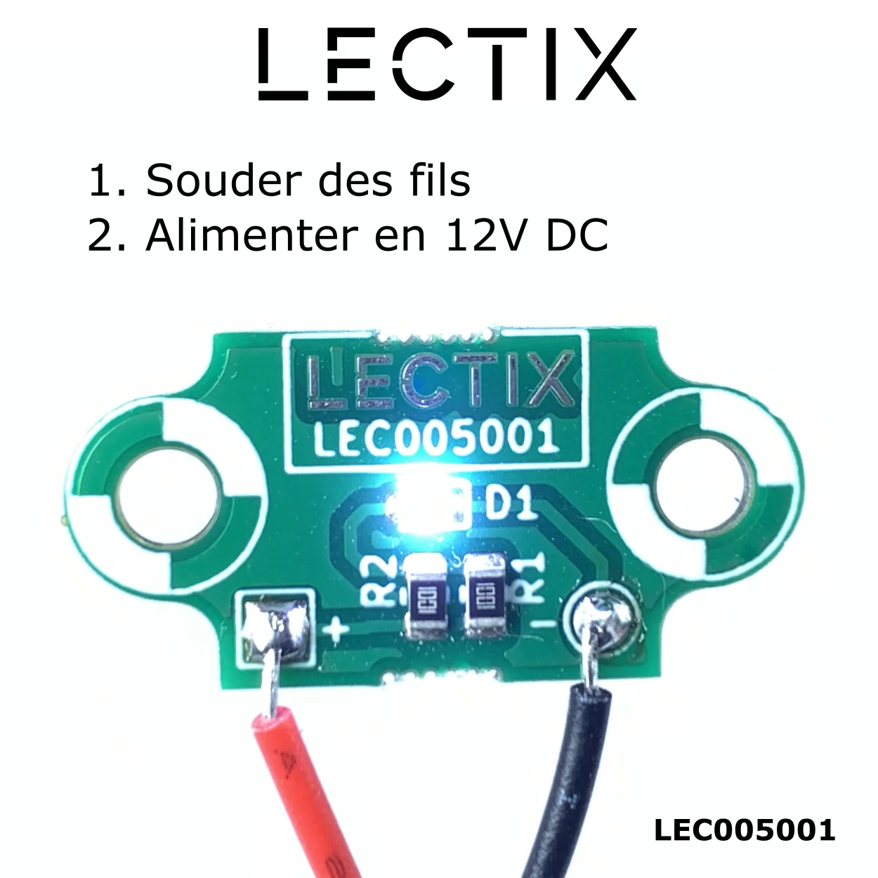 Carte LED LECTIX allumée