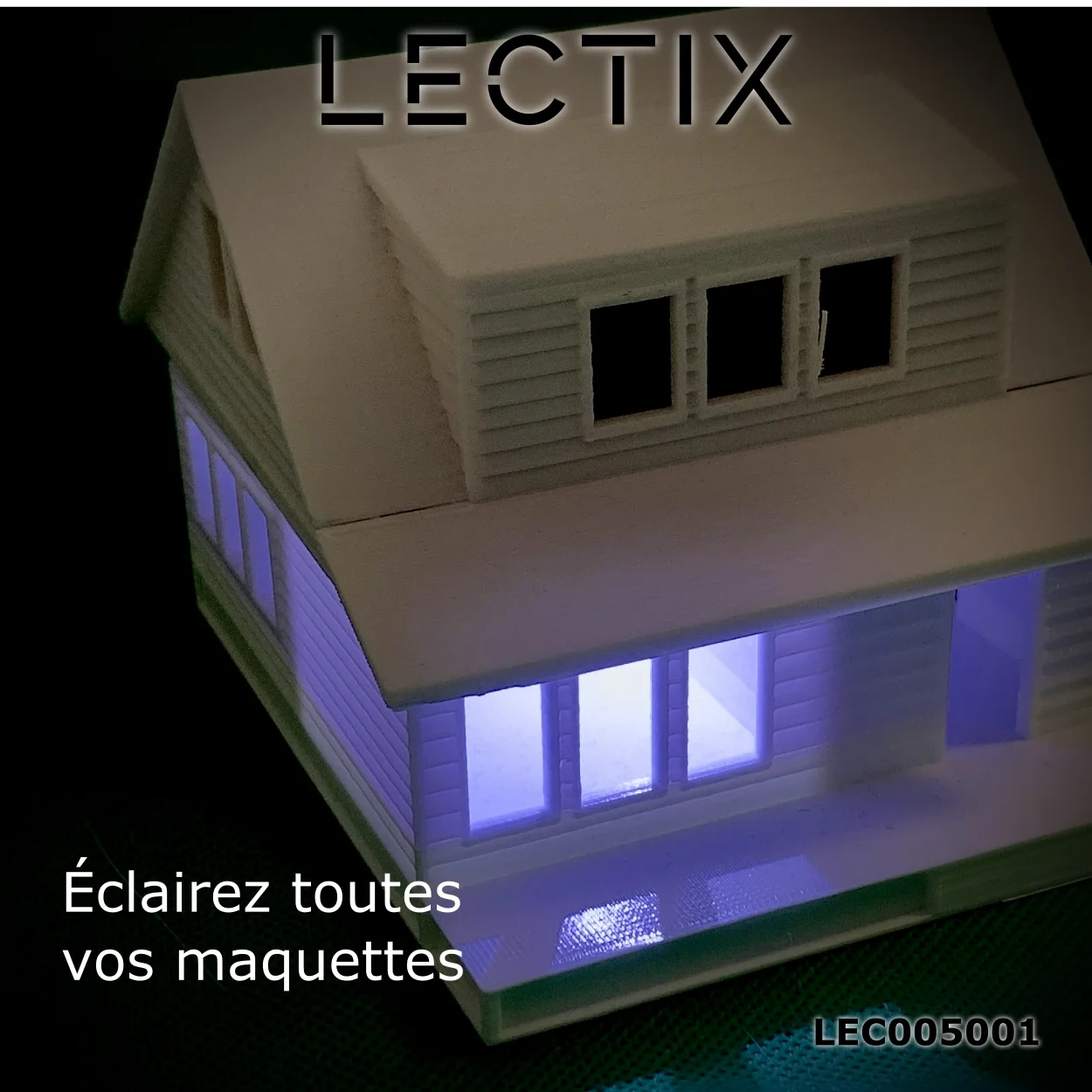 Maison miniature éclairée par une carte LED