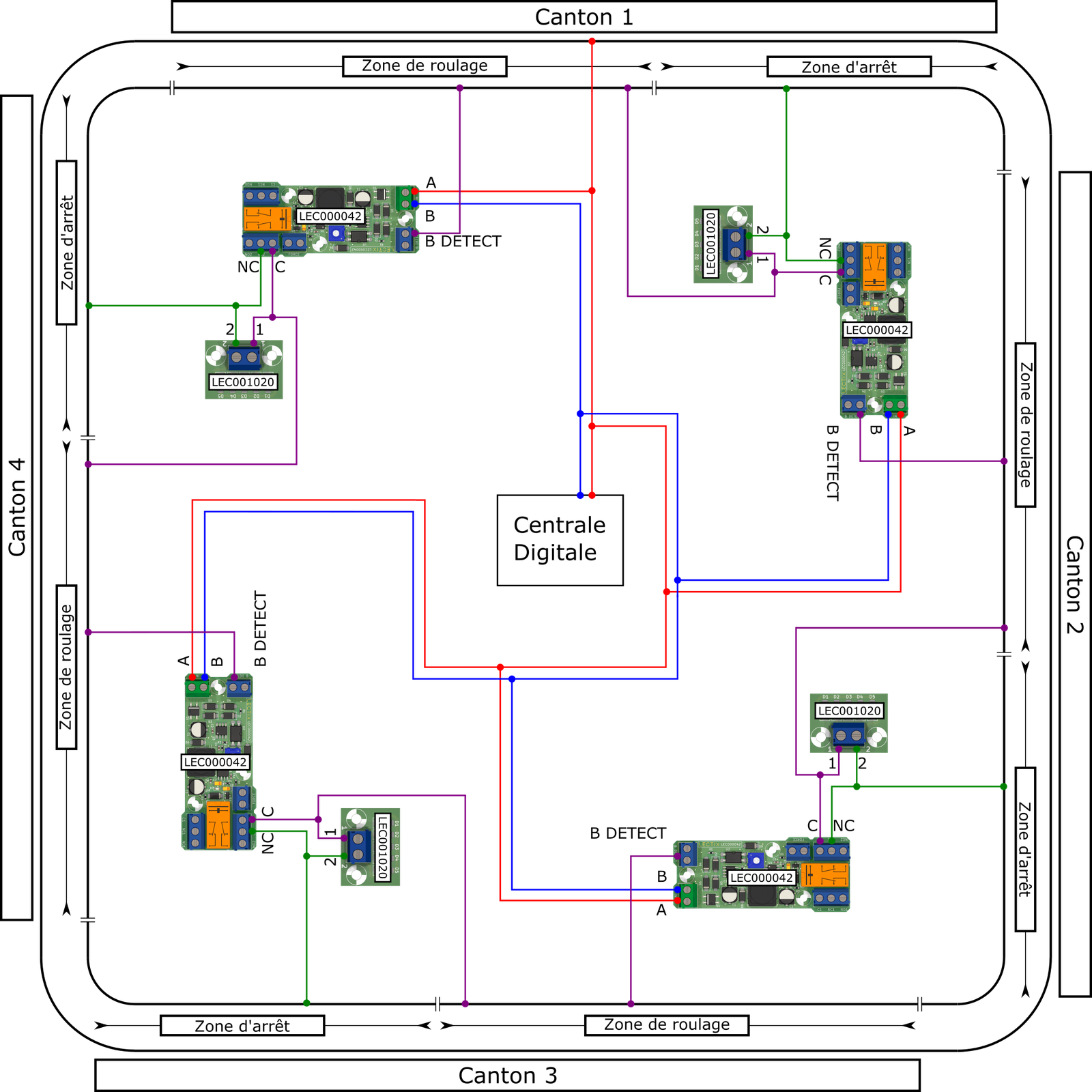 Cantonnement DCC complet avec zones de roulage