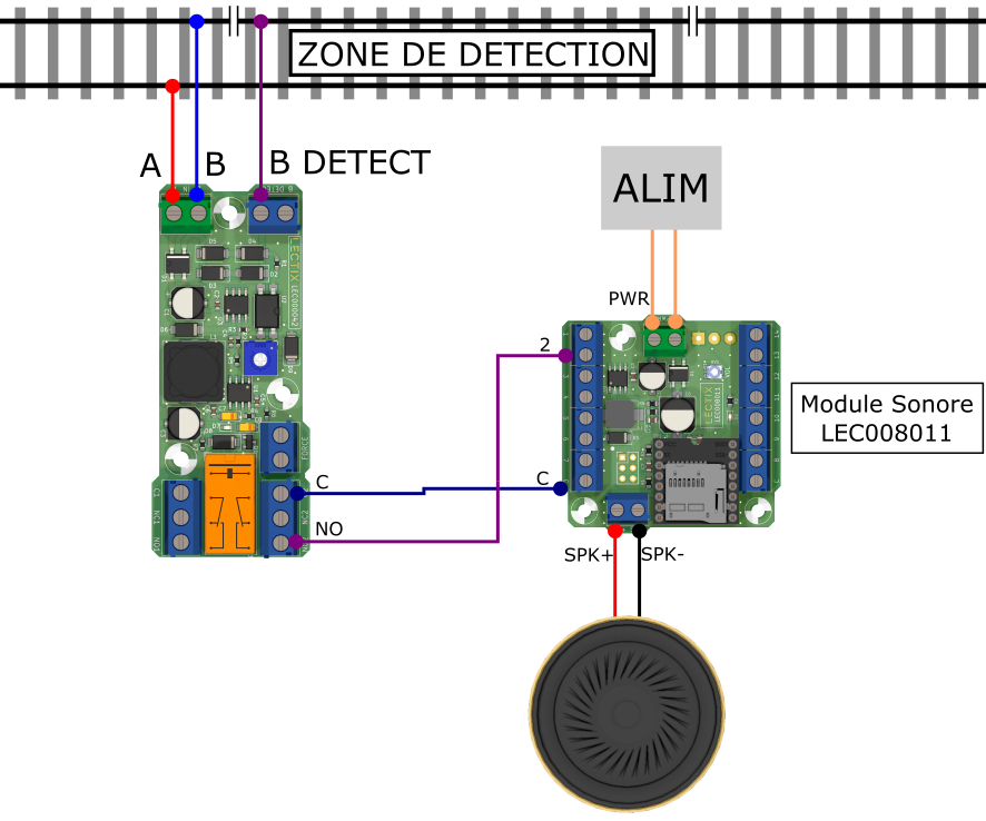 Détecteur analogique raccordé au module sonore