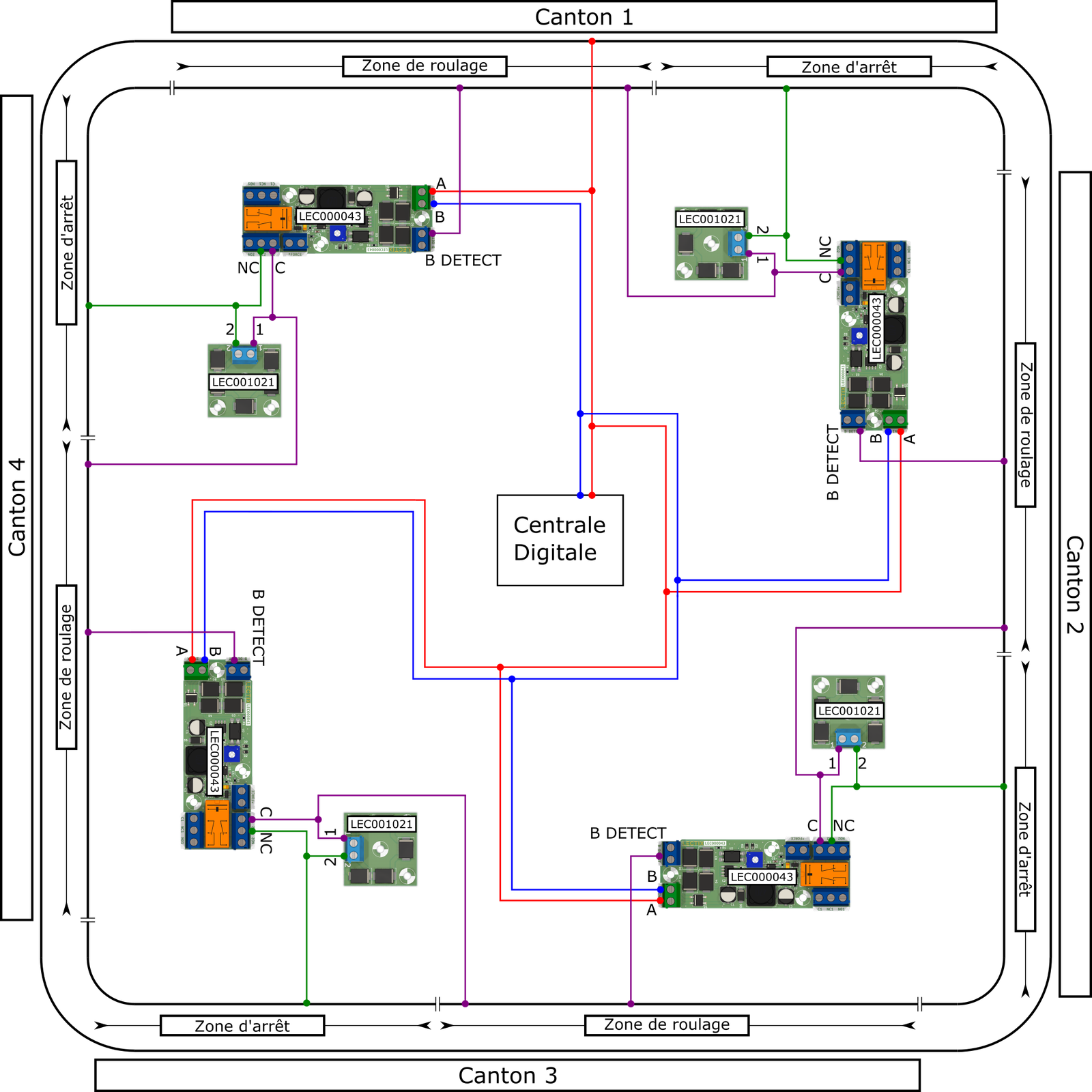 Cantonnement DCC complet avec zones de roulage