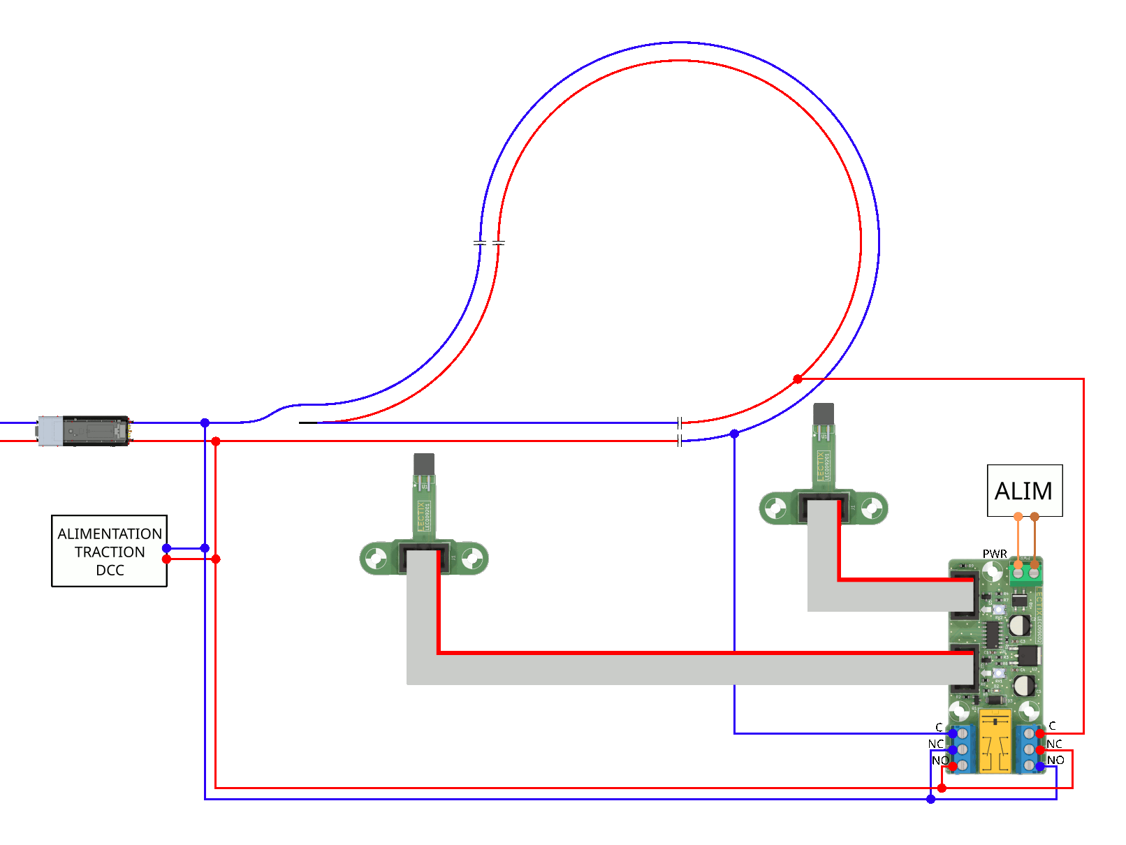 Animation du câblage d’une boucle de retournement DCC